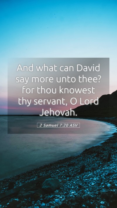 Picture 05 - 2 Samuel 7:20 ASV Mobile Phone Wallpaper - And what can David say more unto thee? for thou - Mobile Bible Verse Wallpaper