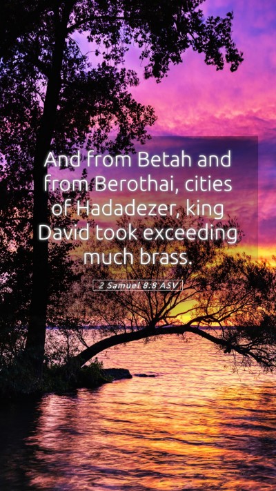 Picture 05 - 2 Samuel 8:8 ASV Mobile Phone Wallpaper - And from Betah and from Berothai, cities of - Mobile Bible Verse Wallpaper