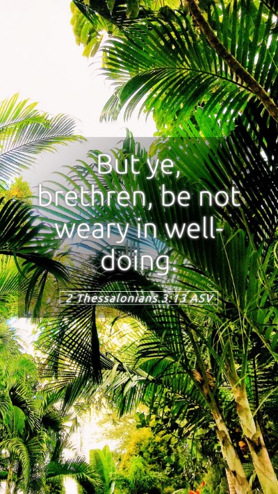 Picture 05 - 2 Thessalonians 3:13 ASV Mobile Phone Wallpaper - But ye, brethren, be not weary in - Mobile Bible Verse Wallpaper