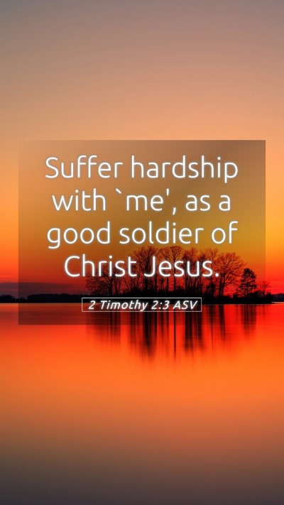 Picture 05 - 2 Timothy 2:3 ASV Mobile Phone Wallpaper - Suffer hardship with `me', as a good soldier of - Mobile Bible Verse Wallpaper