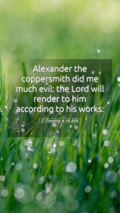 Picture 05 - 2 Timothy 4:14 ASV Mobile Phone Wallpaper - Alexander the coppersmith did me much evil: the - Mobile Bible Verse Wallpaper