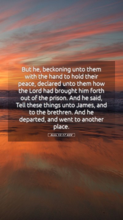 Picture 05 - Acts 12:17 ASV Mobile Phone Wallpaper - But he, beckoning unto them with the hand to hold - Mobile Bible Verse Wallpaper