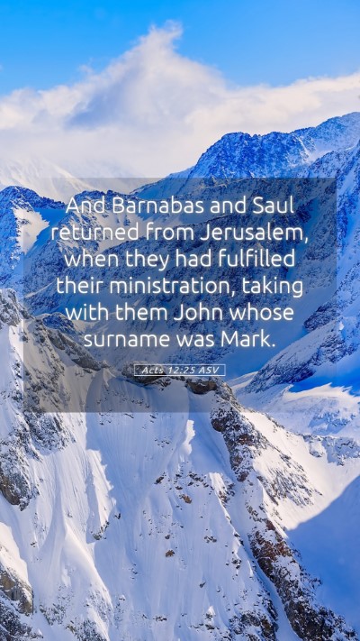 Picture 05 - Acts 12:25 ASV Mobile Phone Wallpaper - And Barnabas and Saul returned from Jerusalem, - Mobile Bible Verse Wallpaper