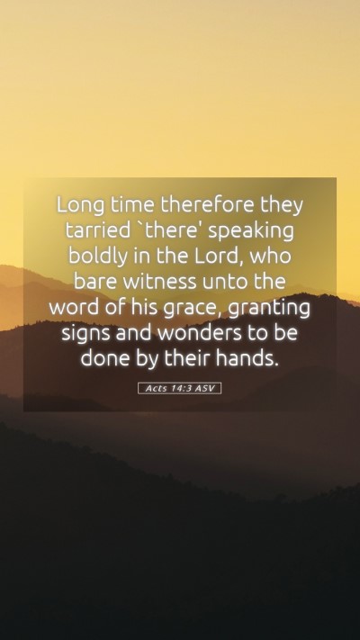 Picture 05 - Acts 14:3 ASV Mobile Phone Wallpaper - Long time therefore they tarried `there' speaking - Mobile Bible Verse Wallpaper