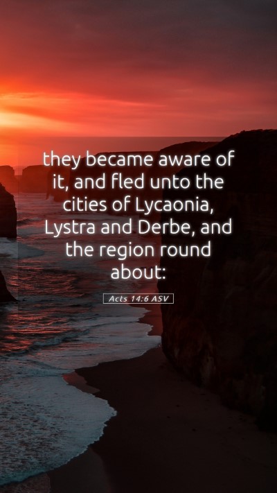 Picture 05 - Acts 14:6 ASV Mobile Phone Wallpaper - they became aware of it, and fled unto the cities - Mobile Bible Verse Wallpaper