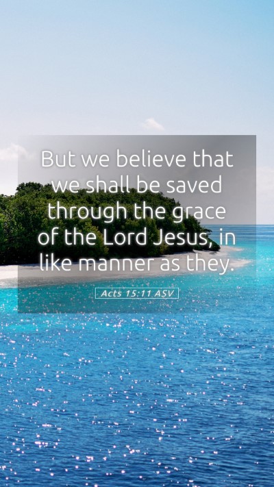 Picture 05 - Acts 15:11 ASV Mobile Phone Wallpaper - But we believe that we shall be saved through the - Mobile Bible Verse Wallpaper