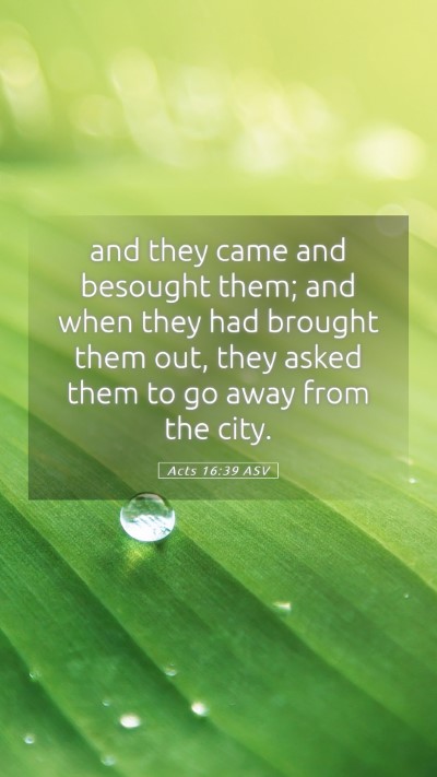 Picture 05 - Acts 16:39 ASV Mobile Phone Wallpaper - and they came and besought them; and when they - Mobile Bible Verse Wallpaper