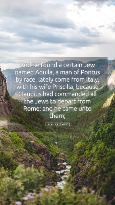 Picture 05 - Acts 18:2 ASV Mobile Phone Wallpaper - And he found a certain Jew named Aquila, a man of - Mobile Bible Verse Wallpaper