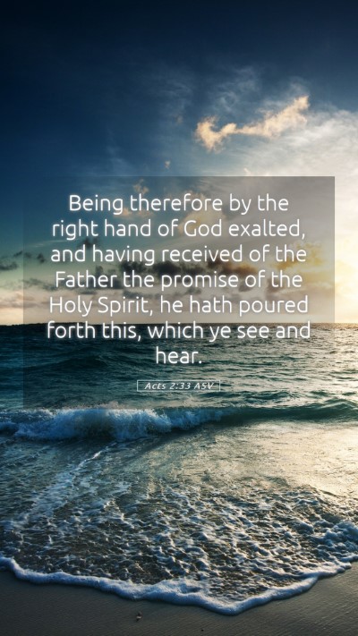 Picture 05 - Acts 2:33 ASV Mobile Phone Wallpaper - Being therefore by the right hand of God exalted, - Mobile Bible Verse Wallpaper