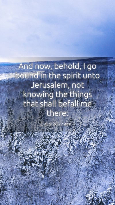 Picture 05 - Acts 20:22 ASV Mobile Phone Wallpaper - And now, behold, I go bound in the spirit unto - Mobile Bible Verse Wallpaper
