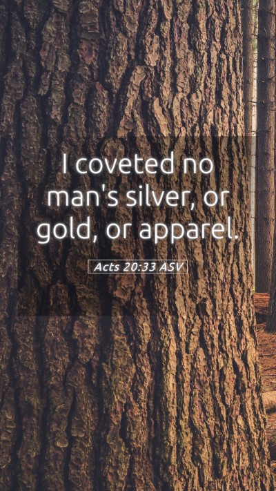 Picture 05 - Acts 20:33 ASV Mobile Phone Wallpaper - I coveted no man's silver, or gold, or - Mobile Bible Verse Wallpaper