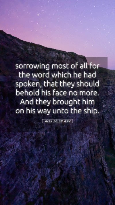 Picture 05 - Acts 20:38 ASV Mobile Phone Wallpaper - sorrowing most of all for the word which he had - Mobile Bible Verse Wallpaper