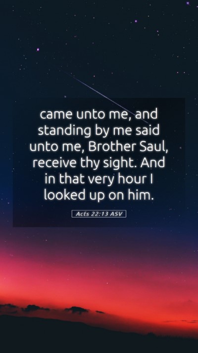 Picture 05 - Acts 22:13 ASV Mobile Phone Wallpaper - came unto me, and standing by me said unto me, - Mobile Bible Verse Wallpaper