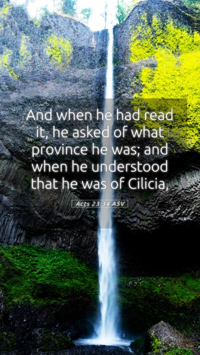 Picture 05 - Acts 23:34 ASV Mobile Phone Wallpaper - And when he had read it, he asked of what - Mobile Bible Verse Wallpaper