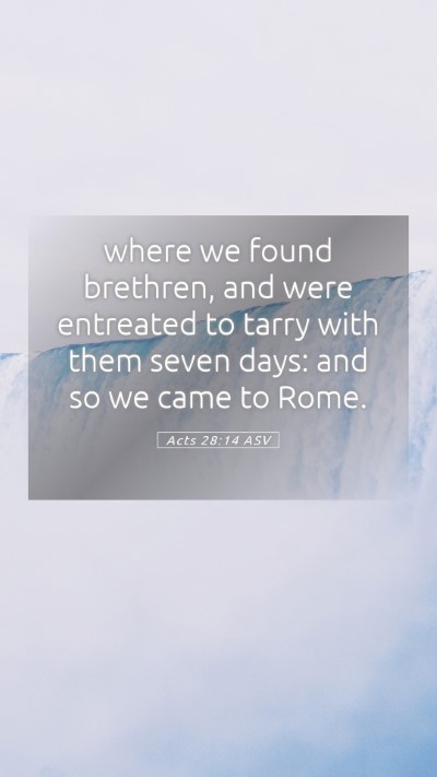 Picture 05 - Acts 28:14 ASV Mobile Phone Wallpaper - where we found brethren, and were entreated to - Mobile Bible Verse Wallpaper