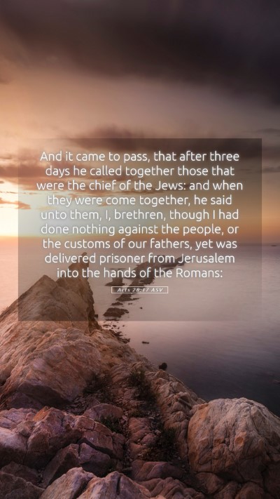 Picture 05 - Acts 28:17 ASV Mobile Phone Wallpaper - And it came to pass, that after three days he - Mobile Bible Verse Wallpaper