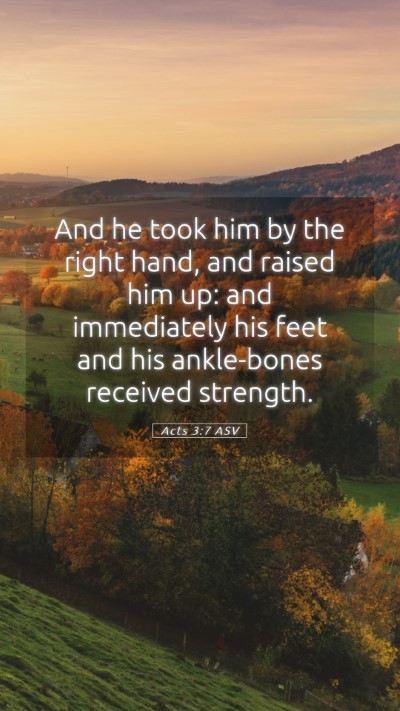 Picture 05 - Acts 3:7 ASV Mobile Phone Wallpaper - And he took him by the right hand, and raised him - Mobile Bible Verse Wallpaper