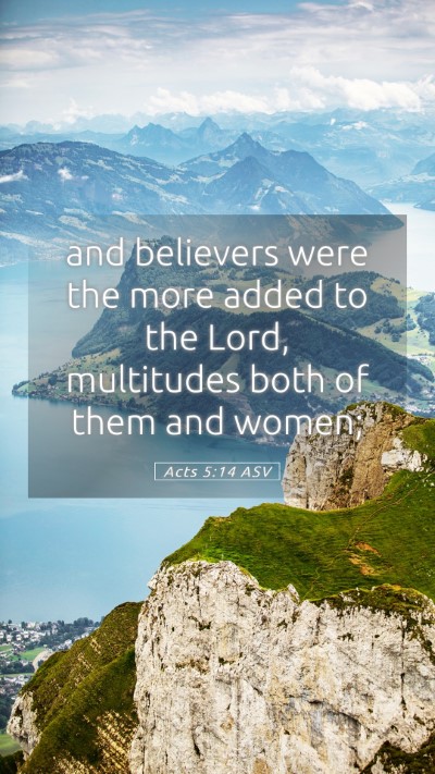 Picture 05 - Acts 5:14 ASV Mobile Phone Wallpaper - and believers were the more added to the Lord, - Mobile Bible Verse Wallpaper