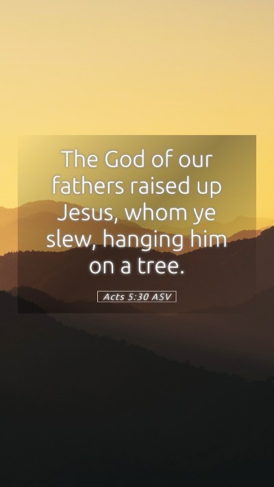 Picture 05 - Acts 5:30 ASV Mobile Phone Wallpaper - The God of our fathers raised up Jesus, whom ye - Mobile Bible Verse Wallpaper