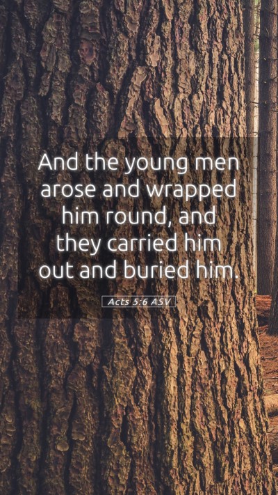 Picture 05 - Acts 5:6 ASV Mobile Phone Wallpaper - And the young men arose and wrapped him round, - Mobile Bible Verse Wallpaper