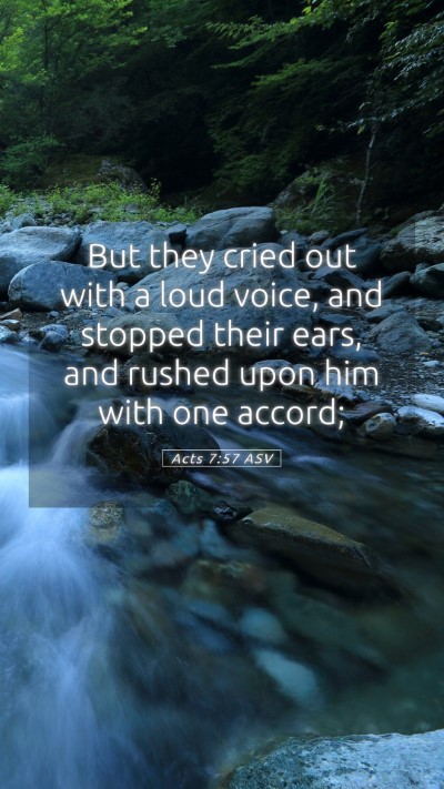 Picture 05 - Acts 7:57 ASV Mobile Phone Wallpaper - But they cried out with a loud voice, and stopped - Mobile Bible Verse Wallpaper