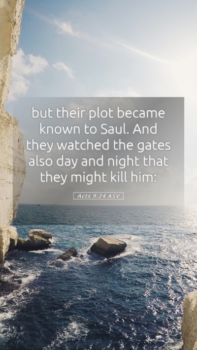 Picture 05 - Acts 9:24 ASV Mobile Phone Wallpaper - but their plot became known to Saul. And they - Mobile Bible Verse Wallpaper