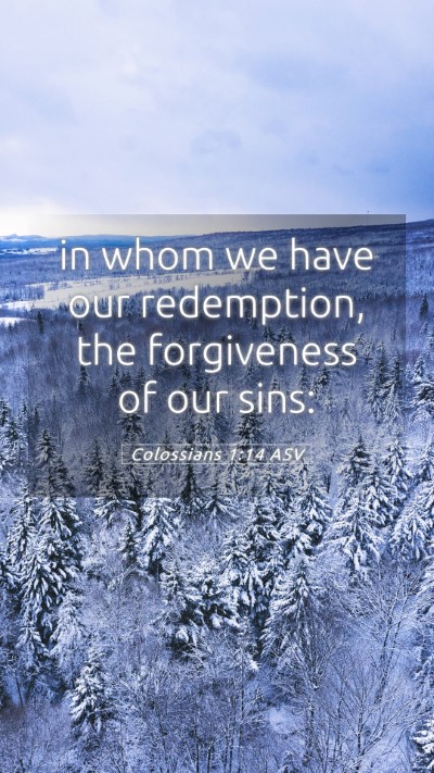 Picture 05 - Colossians 1:14 ASV Mobile Phone Wallpaper - in whom we have our redemption, the forgiveness - Mobile Bible Verse Wallpaper