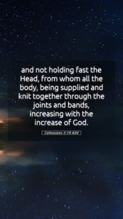 Picture 05 - Colossians 2:19 ASV Mobile Phone Wallpaper - and not holding fast the Head, from whom all the - Mobile Bible Verse Wallpaper