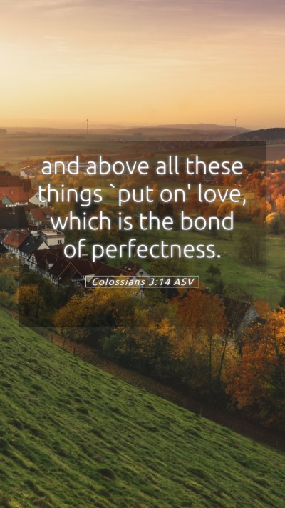 Picture 05 - Colossians 3:14 ASV Mobile Phone Wallpaper - and above all these things `put on' love, which - Mobile Bible Verse Wallpaper