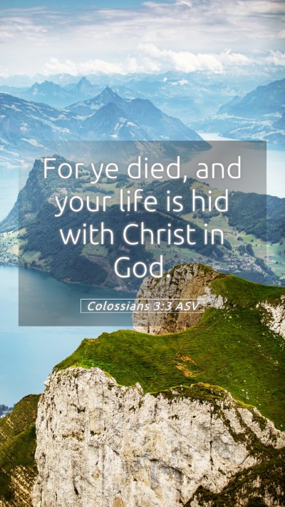 Picture 05 - Colossians 3:3 ASV Mobile Phone Wallpaper - For ye died, and your life is hid with Christ in - Mobile Bible Verse Wallpaper