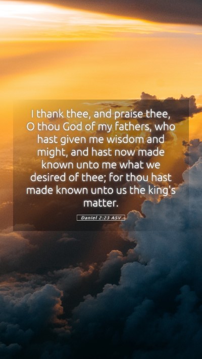 Picture 05 - Daniel 2:23 ASV Mobile Phone Wallpaper - I thank thee, and praise thee, O thou God of my - Mobile Bible Verse Wallpaper