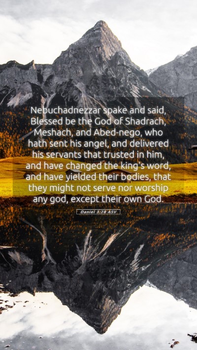 Picture 05 - Daniel 3:28 ASV Mobile Phone Wallpaper - Nebuchadnezzar spake and said, Blessed be the God - Mobile Bible Verse Wallpaper