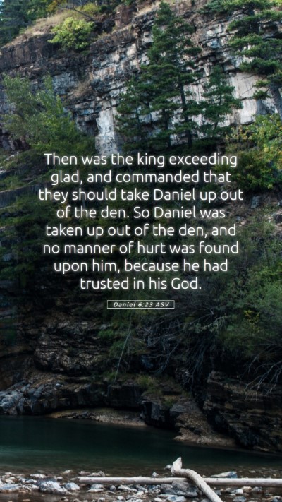 Picture 05 - Daniel 6:23 ASV Mobile Phone Wallpaper - Then was the king exceeding glad, and commanded - Mobile Bible Verse Wallpaper