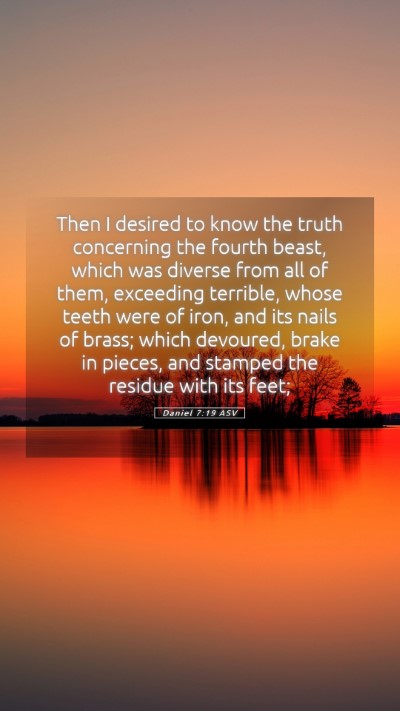 Picture 05 - Daniel 7:19 ASV Mobile Phone Wallpaper - Then I desired to know the truth concerning the - Mobile Bible Verse Wallpaper