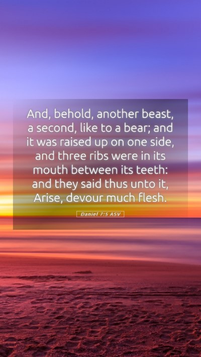 Picture 05 - Daniel 7:5 ASV Mobile Phone Wallpaper - And, behold, another beast, a second, like to a - Mobile Bible Verse Wallpaper