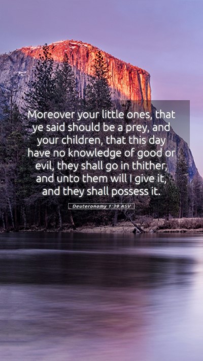 Picture 05 - Deuteronomy 1:39 ASV Mobile Phone Wallpaper - Moreover your little ones, that ye said should be - Mobile Bible Verse Wallpaper