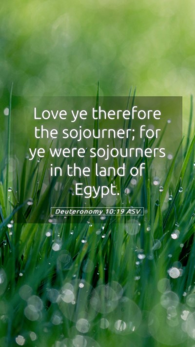 Picture 05 - Deuteronomy 10:19 ASV Mobile Phone Wallpaper - Love ye therefore the sojourner; for ye were - Mobile Bible Verse Wallpaper