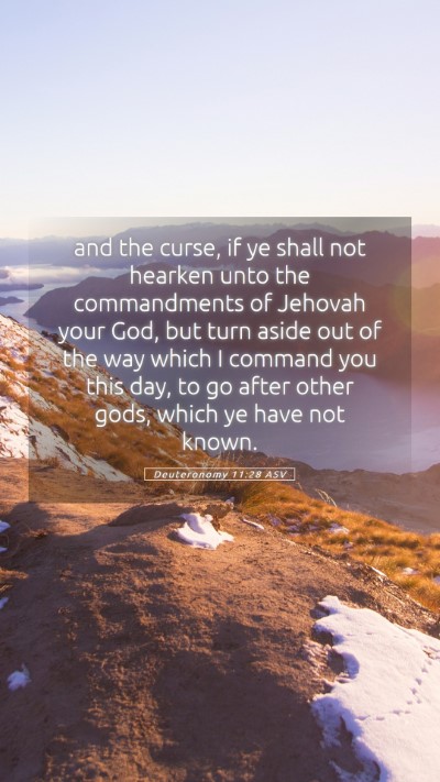 Picture 05 - Deuteronomy 11:28 ASV Mobile Phone Wallpaper - and the curse, if ye shall not hearken unto the - Mobile Bible Verse Wallpaper