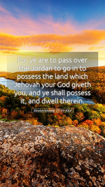 Picture 05 - Deuteronomy 11:31 ASV Mobile Phone Wallpaper - For ye are to pass over the Jordan to go in to - Mobile Bible Verse Wallpaper