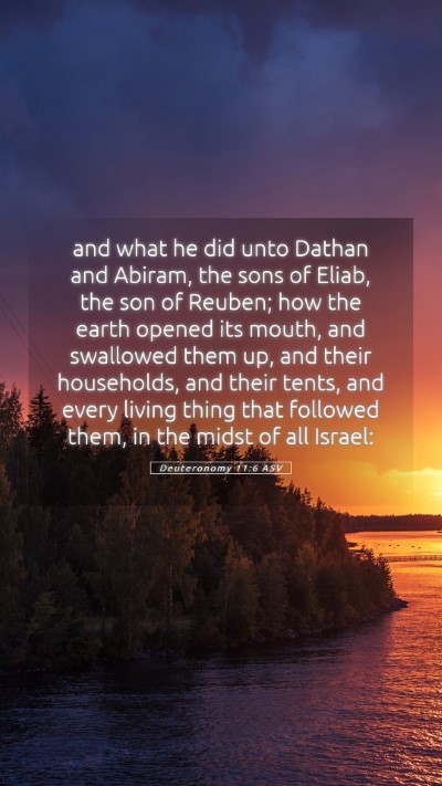 Picture 05 - Deuteronomy 11:6 ASV Mobile Phone Wallpaper - and what he did unto Dathan and Abiram, the sons - Mobile Bible Verse Wallpaper