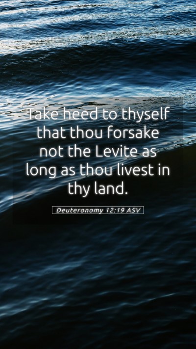 Picture 05 - Deuteronomy 12:19 ASV Mobile Phone Wallpaper - Take heed to thyself that thou forsake not the - Mobile Bible Verse Wallpaper