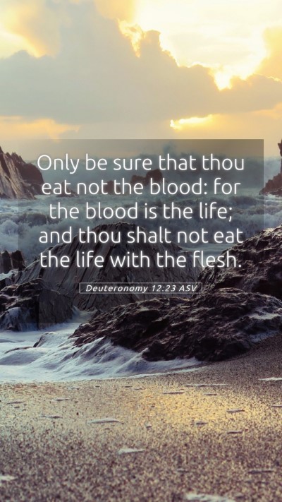 Picture 05 - Deuteronomy 12:23 ASV Mobile Phone Wallpaper - Only be sure that thou eat not the blood: for the - Mobile Bible Verse Wallpaper