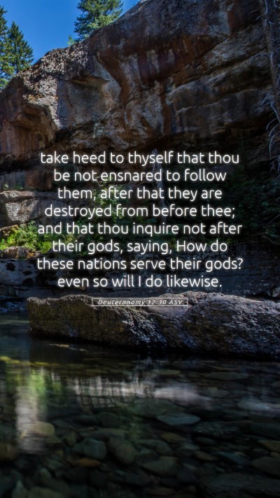 Picture 05 - Deuteronomy 12:30 ASV Mobile Phone Wallpaper - take heed to thyself that thou be not ensnared to - Mobile Bible Verse Wallpaper