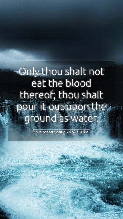 Picture 05 - Deuteronomy 15:23 ASV Mobile Phone Wallpaper - Only thou shalt not eat the blood thereof; thou - Mobile Bible Verse Wallpaper