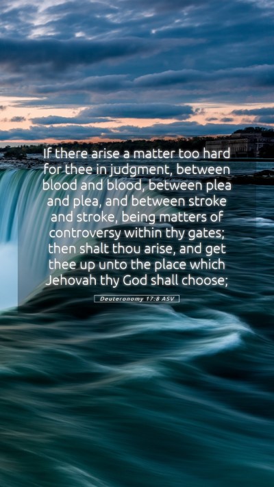 Picture 05 - Deuteronomy 17:8 ASV Mobile Phone Wallpaper - If there arise a matter too hard for thee in - Mobile Bible Verse Wallpaper