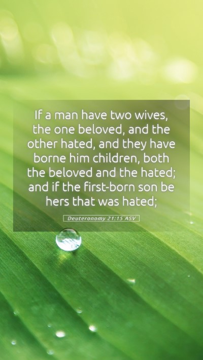 Picture 05 - Deuteronomy 21:15 ASV Mobile Phone Wallpaper - If a man have two wives, the one beloved, and the - Mobile Bible Verse Wallpaper