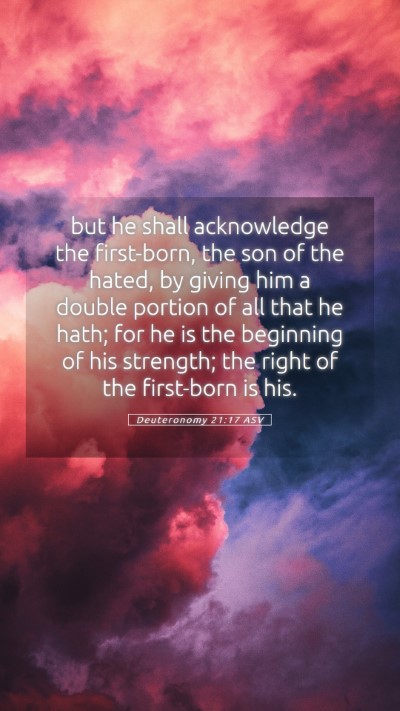 Picture 05 - Deuteronomy 21:17 ASV Mobile Phone Wallpaper - but he shall acknowledge the first-born, the son - Mobile Bible Verse Wallpaper