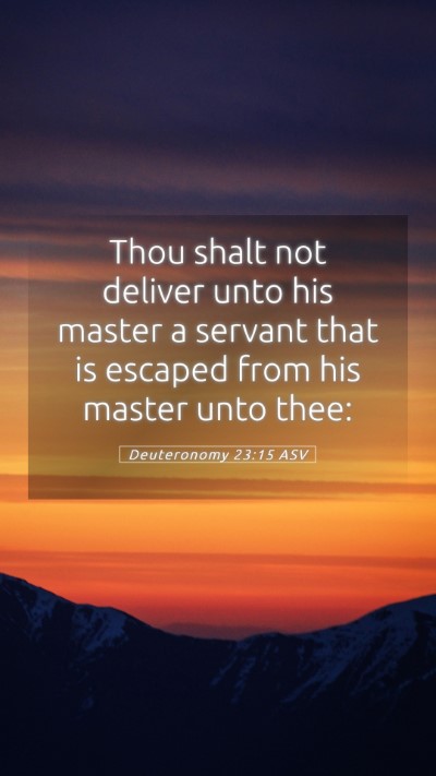 Picture 05 - Deuteronomy 23:15 ASV Mobile Phone Wallpaper - Thou shalt not deliver unto his master a servant - Mobile Bible Verse Wallpaper