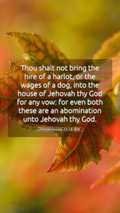Picture 05 - Deuteronomy 23:18 ASV Mobile Phone Wallpaper - Thou shalt not bring the hire of a harlot, or the - Mobile Bible Verse Wallpaper