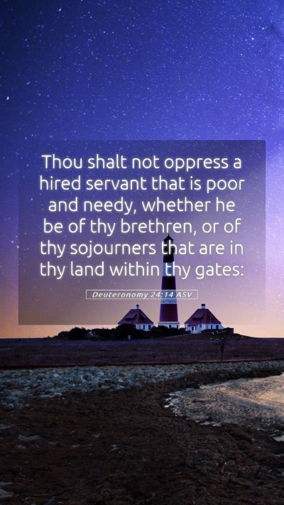 Picture 05 - Deuteronomy 24:14 ASV Mobile Phone Wallpaper - Thou shalt not oppress a hired servant that is - Mobile Bible Verse Wallpaper